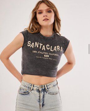Короткая майка "варенка" с модными надписями S-L LS t02 фото