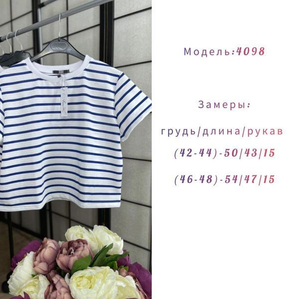 Жіночий модний топ-футболка в смужку 42-48 (в кольорах) MC 4098 фото