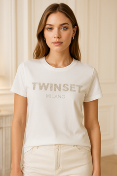 Женская футболка со стразами "TWINSET MILANO" S, M, L VN 31046 фото