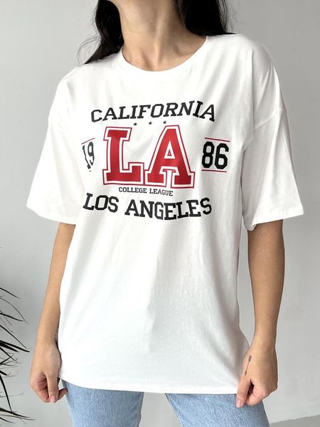Стильная футболка оверсайз с надписью 42-48 (в расцветках) MC 1335/1 фото