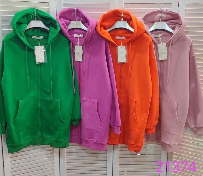 Подовжена однотонна толстовка на теплому флісі S-XL (в кольорах) ER 21374 фото