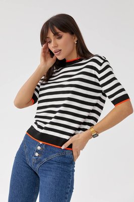 Полосатая женская футболка из тонкой вязки 42-46 (в расцветках) RO 175 фото