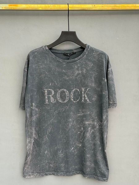 Жіноча футболка з написом "ROCK" та стразами S-L VN 91803 фото