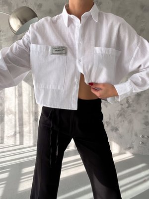 Укорочена вільна сорочка з кишенями на грудях S-XL (в кольорах) LS 1113 фото