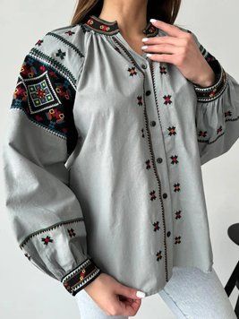 Сорочка з вишивкою у вигляді геометричних орнаментів S-L (в кольорах) ESQ 5665 фото