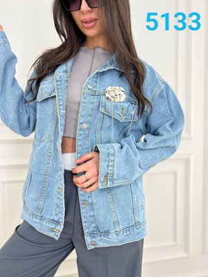 Вільна джинсова куртка з декоративними ланцюжками M-XL (в кольорах) ER 5133 фото